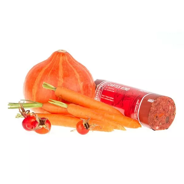 Zartes Rind mit Karotten und Hagebutte 200g